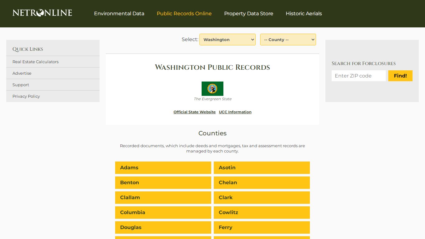 Washington Public Records Online Directory - NETROnline.com